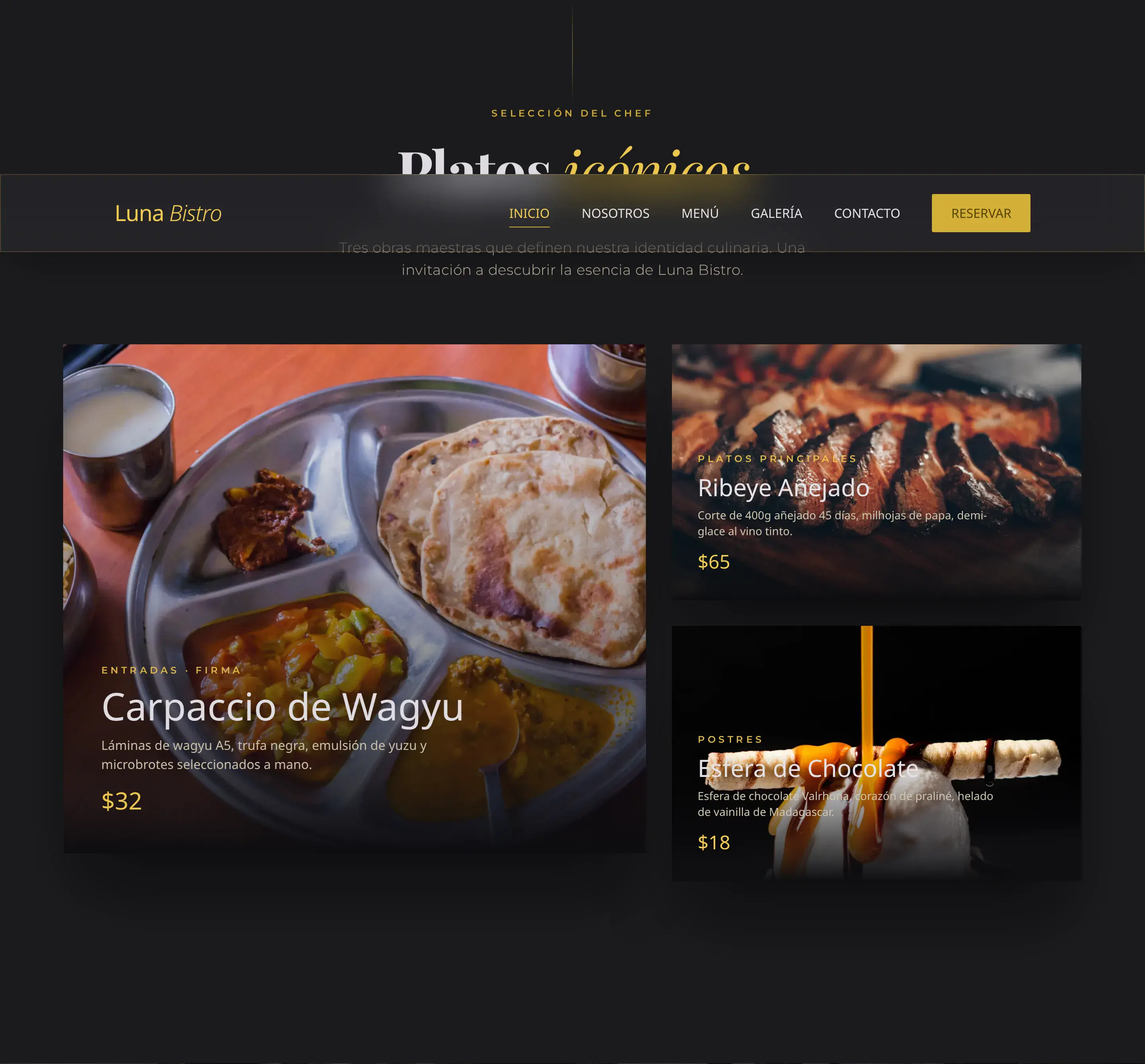 Luna Bistro — captura de escritorio (Signature)