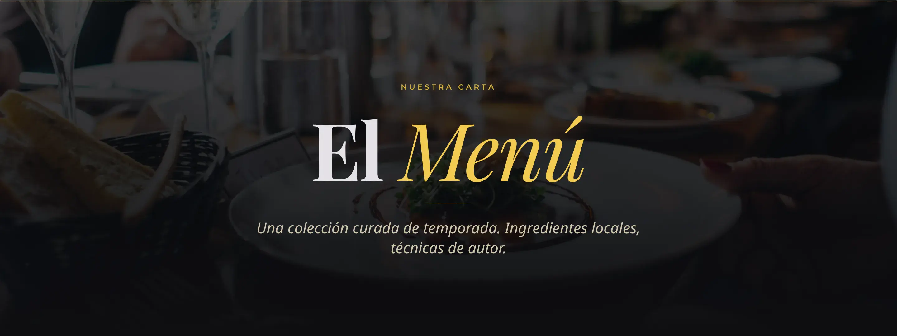 Luna Bistro — vista desktop de la sección menu hero