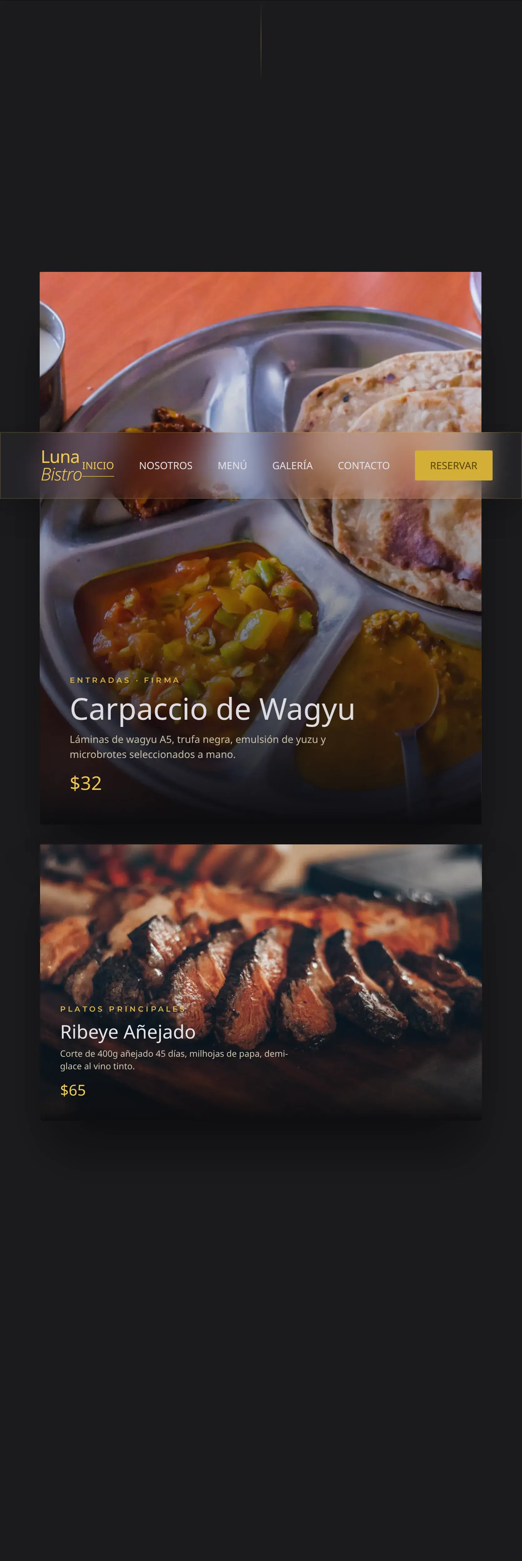 Luna Bistro — captura en tablet (Signature)