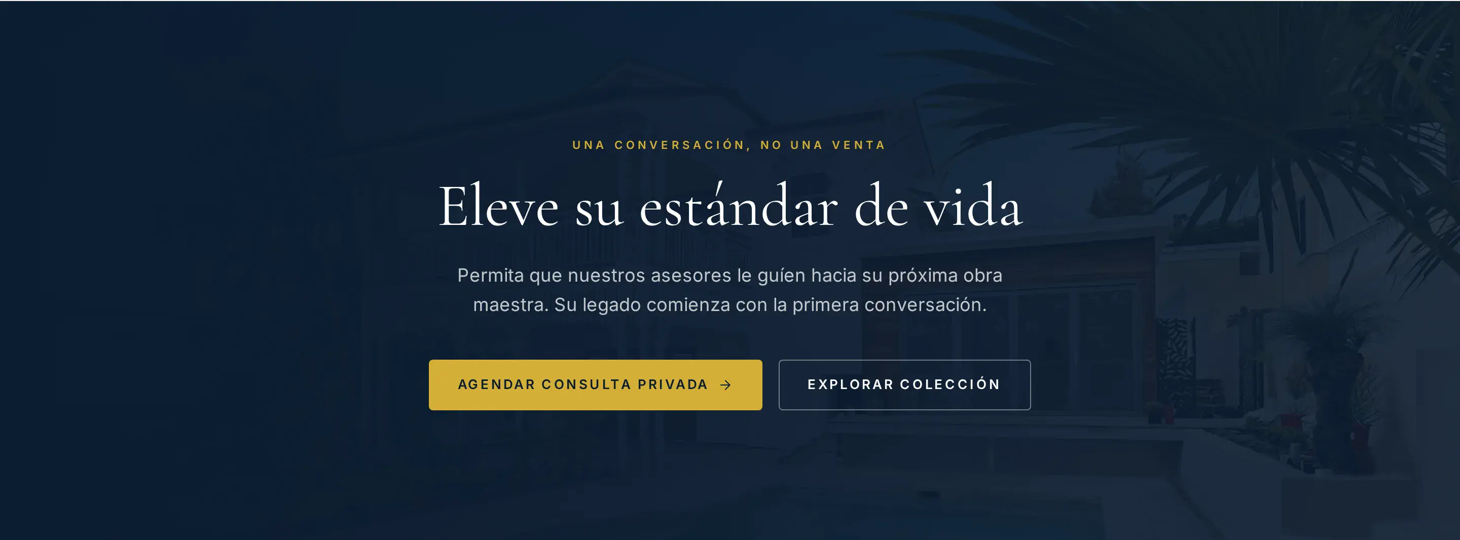 Prime Estates — vista desktop de la sección home elevate