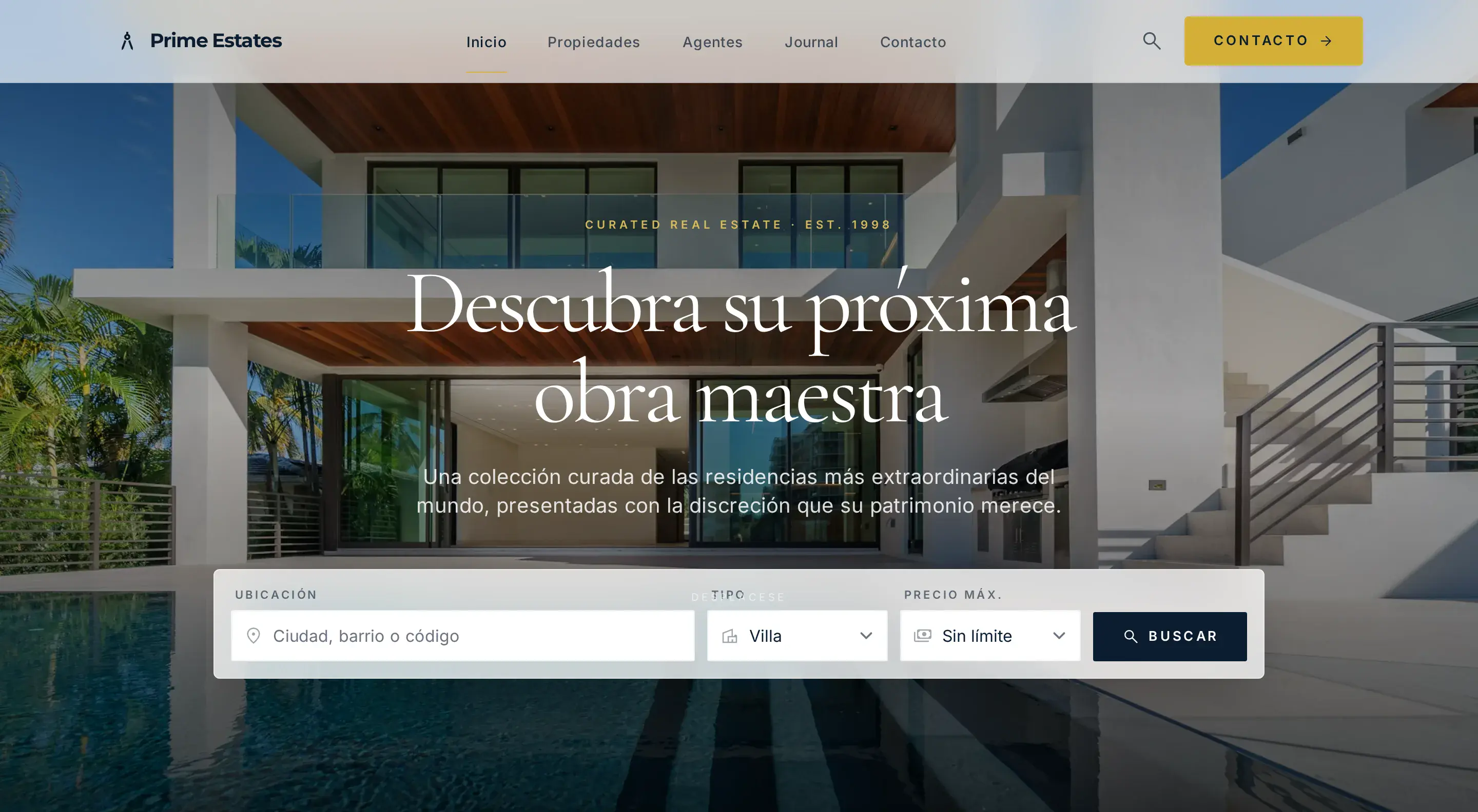 Prime Estates — proyecto de real estate · portal premium para undefined, diseño y desarrollo Kodium